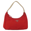 PRADA Hand Bag Nylon Red Auth 153880-1
