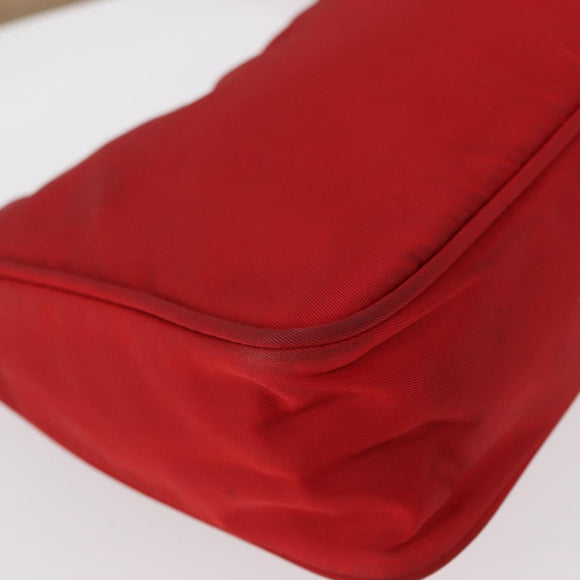 PRADA Hand Bag Nylon Red Auth 153880
