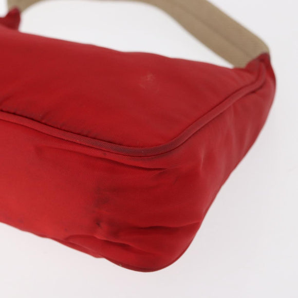 PRADA Hand Bag Nylon Red Auth 153880