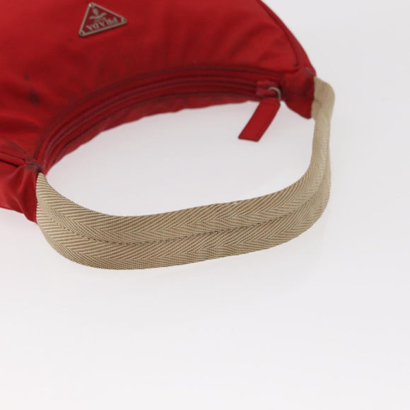 PRADA Hand Bag Nylon Red Auth 153880