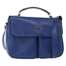 CELINE Circle Shoulder Bag Leather Blue Gold Auth 153882V-1