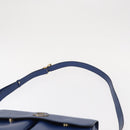 CELINE Circle Shoulder Bag Leather Blue Gold Auth 153882V-10