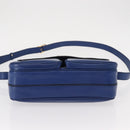 CELINE Circle Shoulder Bag Leather Blue Gold Auth 153882V-11
