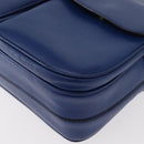 CELINE Circle Shoulder Bag Leather Blue Gold Auth 153882V-13