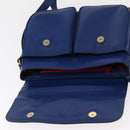 CELINE Circle Shoulder Bag Leather Blue Gold Auth 153882V-17