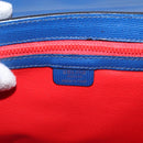 CELINE Circle Shoulder Bag Leather Blue Gold Auth 153882V-18