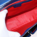 CELINE Circle Shoulder Bag Leather Blue Gold Auth 153882V-19