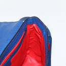 CELINE Circle Shoulder Bag Leather Blue Gold Auth 153882V-20