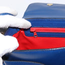 CELINE Circle Shoulder Bag Leather Blue Gold Auth 153882V-22