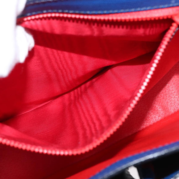 CELINE Circle Shoulder Bag Leather Blue Gold Auth 153882V