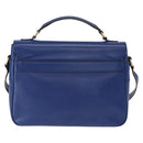 CELINE Circle Shoulder Bag Leather Blue Gold Auth 153882V-3