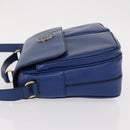 CELINE Circle Shoulder Bag Leather Blue Gold Auth 153882V-5