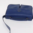 CELINE Circle Shoulder Bag Leather Blue Gold Auth 153882V-6