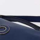 CELINE Circle Shoulder Bag Leather Blue Gold Auth 153882V-8