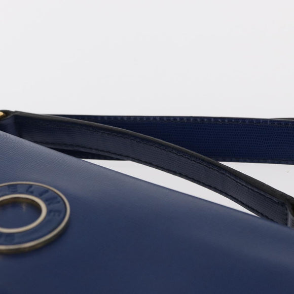 CELINE Circle Shoulder Bag Leather Blue Gold Auth 153882V