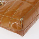 CHANEL Choco Bar Chain Shoulder Bag Patent leather Brown Gold CC Auth 153883-9