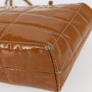 CHANEL Choco Bar Chain Shoulder Bag Patent leather Brown Gold CC Auth 153883-15