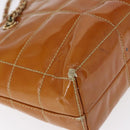 CHANEL Choco Bar Chain Shoulder Bag Patent leather Brown Gold CC Auth 153883-16