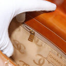 CHANEL Choco Bar Chain Shoulder Bag Patent leather Brown Gold CC Auth 153883-23