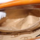 CHANEL Choco Bar Chain Shoulder Bag Patent leather Brown Gold CC Auth 153883-24