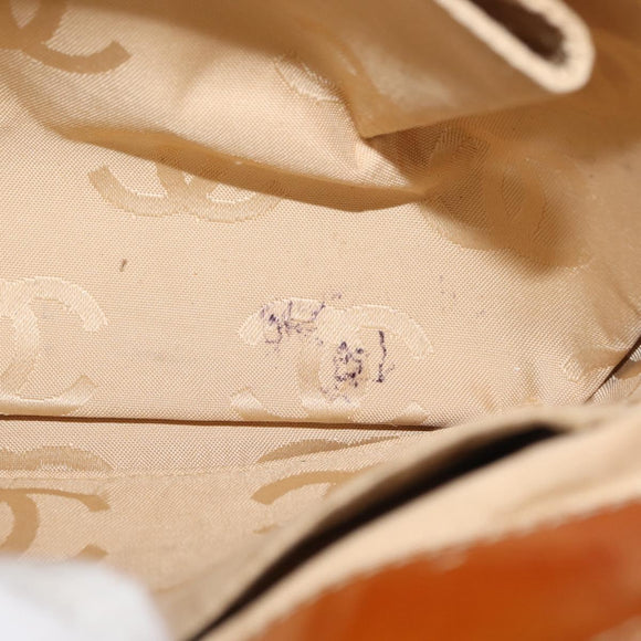 CHANEL Choco Bar Chain Shoulder Bag Patent leather Brown Gold CC Auth 153883