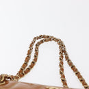 CHANEL Choco Bar Chain Shoulder Bag Patent leather Brown Gold CC Auth 153883-14