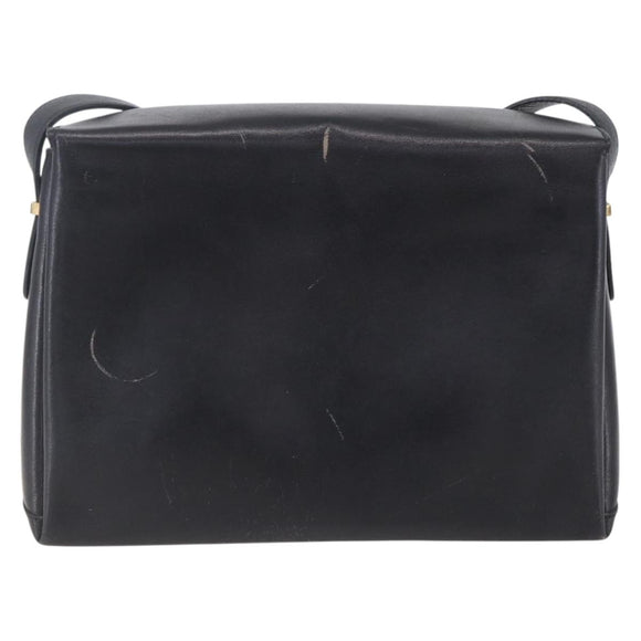 CELINE Shoulder Bag Leather Black Gold Auth 153884