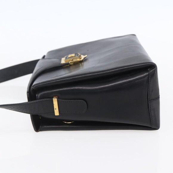 CELINE Shoulder Bag Leather Black Gold Auth 153884