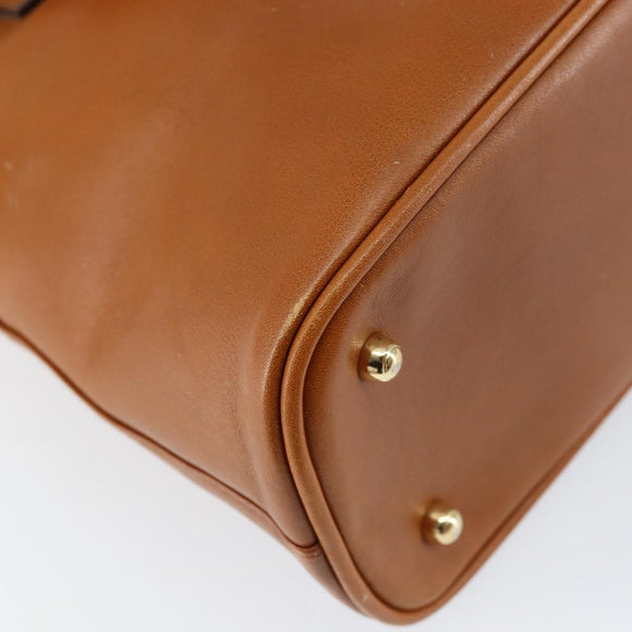 GUCCI Bamboo Hand Bag Leather 2way Brown Gold 000 1274 0290 Auth 153886