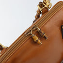 GUCCI Bamboo Hand Bag Leather 2way Brown Gold 000 1274 0290 Auth 153886-18