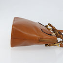 GUCCI Bamboo Hand Bag Leather 2way Brown Gold 000 1274 0290 Auth 153886-3