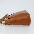 GUCCI Bamboo Hand Bag Leather 2way Brown Gold 000 1274 0290 Auth 153886-4