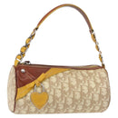 Christian Dior Trotter Canvas Romantic Hand Bag PVC Beige Silver Auth 153888-1