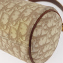 Christian Dior Trotter Canvas Romantic Hand Bag PVC Beige Silver Auth 153888-13
