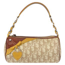 Christian Dior Trotter Canvas Romantic Hand Bag PVC Beige Silver Auth 153888-2