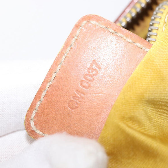 Christian Dior Trotter Canvas Romantic Hand Bag PVC Beige Silver Auth 153888