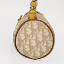 Christian Dior Trotter Canvas Romantic Hand Bag PVC Beige Silver Auth 153888-4
