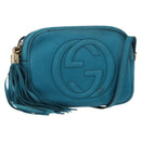 GUCCI Soho Shoulder Bag Suede Leather Blue Gold 308364 Auth 153895-1