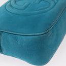 GUCCI Soho Shoulder Bag Suede Leather Blue Gold 308364 Auth 153895-10