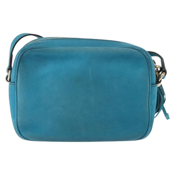 GUCCI Soho Shoulder Bag Suede Leather Blue Gold 308364 Auth 153895