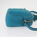 GUCCI Soho Shoulder Bag Suede Leather Blue Gold 308364 Auth 153895-4