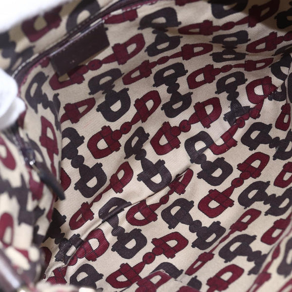 GUCCI GG Canvas Guccissima Abbey Bag Leather Bordeaux Gold 203257 Auth 153896