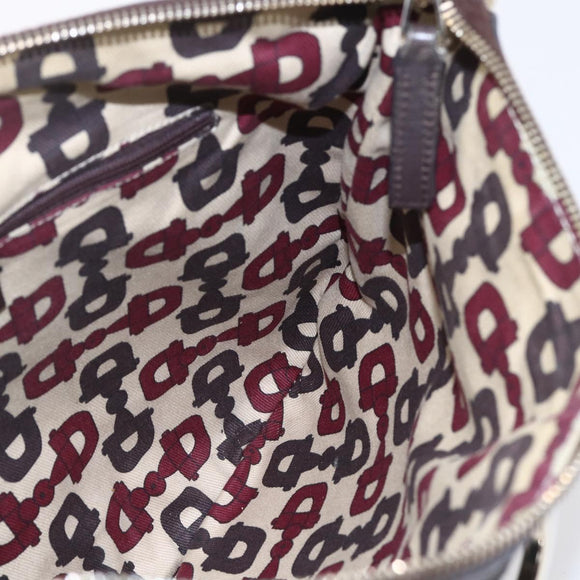 GUCCI GG Canvas Guccissima Abbey Bag Leather Bordeaux Gold 203257 Auth 153896