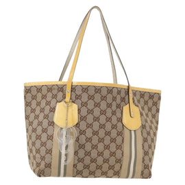 GUCCI GG Canvas Tote Bag Beige Gold 211971 Auth 153897
