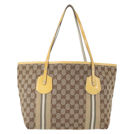 GUCCI GG Canvas Tote Bag Beige Gold 211971 Auth 153897 - 0