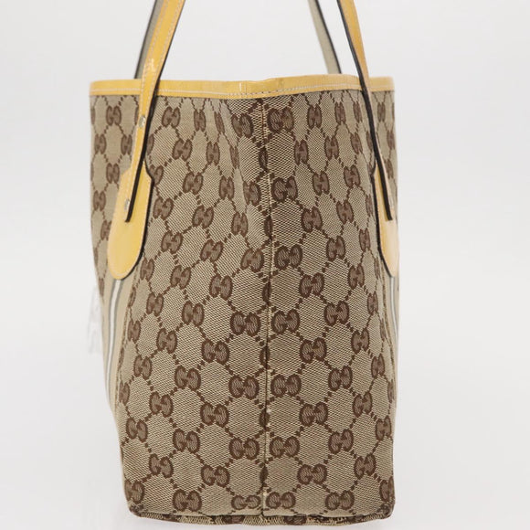 GUCCI GG Canvas Tote Bag Beige Gold 211971 Auth 153897