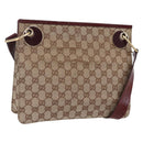 GUCCI GG Canvas Shoulder Bag Beige Gold 120841 Auth 153898-1