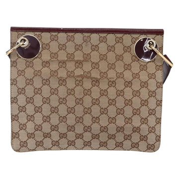 GUCCI GG Canvas Shoulder Bag Beige Gold 120841 Auth 153898 - 0