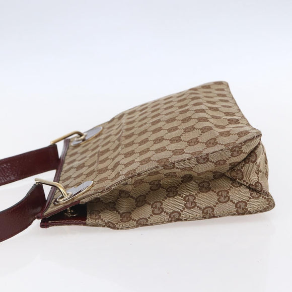 GUCCI GG Canvas Shoulder Bag Beige Gold 120841 Auth 153898