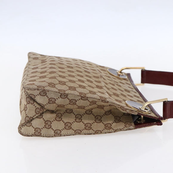 GUCCI GG Canvas Shoulder Bag Beige Gold 120841 Auth 153898